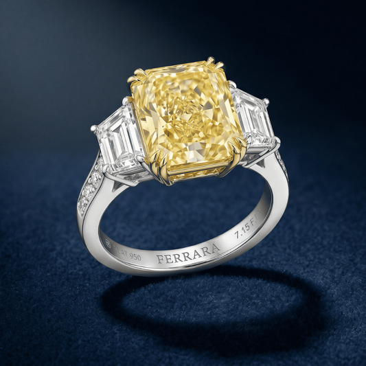 Fancy Yellow Three Stone Ring